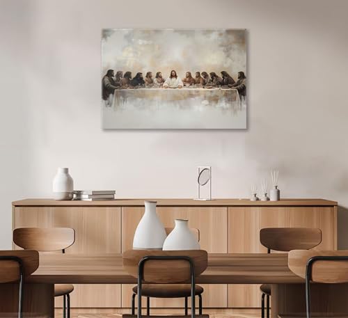 Jesus Last Supper Wall Art Christian Home Wall Decor 12x16in Framed 12"L x 16"W