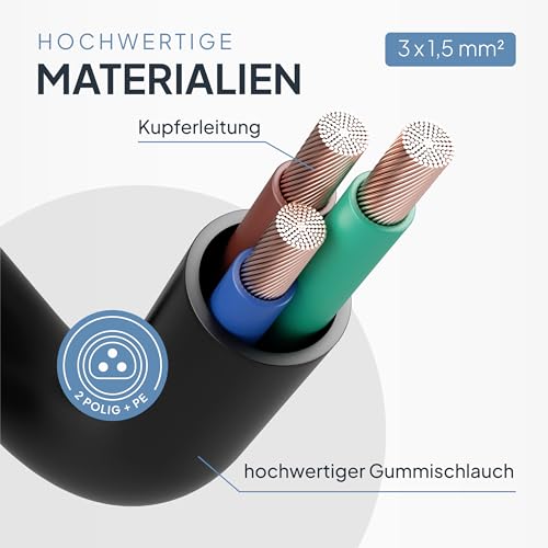 BC01 Balcony Power Station Cable - Female to Schuko Plug 3 m (IP44) Including 0% VAT According to § 12 Paragraph 3 UStG - AC Extension Cable for Inverter Deye, Envertech, TSUN, NEP 3 metres