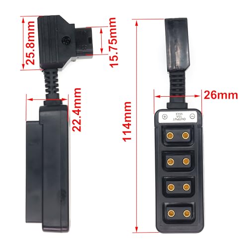 Ultrashort Dtap Splitter, P-tap Splitter Cable, D-tap to 4ports P-tap D-tap Splitter Cable for Cinema Camera Power, Dtap Power Tap Receptacle Ultrashort