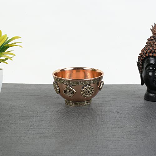 Indian Consigners Small Altar Witchcraft Copper Home Decor Serving, Offering or Smudging Bowl (7 Chakra Bowl), (ICCB) 7 Chakra