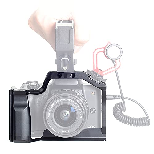 FocusFoto Camera Cage Video Filmmaking Stabilizer Rig Aluminium Alloy Extension Frame with Cold Shoe and 1/4" 3/8" Screw Mouting for Canon EOS M50 Mark II/M50/M5 Mirrorless Camera