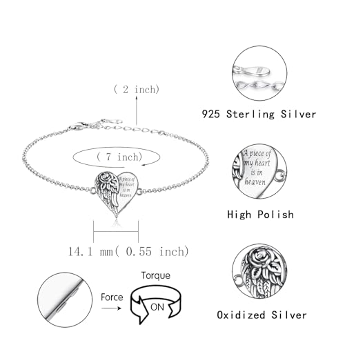 APOTIE Sterling Silver Urn Bracelet for Ashes 925 Ash Keepsake Memorial Locket Cremation Jewelry Sympathy Gifts for Women Loss Loved Ones (Rose Wing Heart Urn Bracelet)