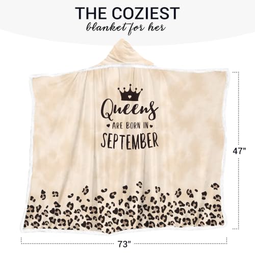 Vprintes - Birthday Gifts for Women - Queens Wearable Blanket September