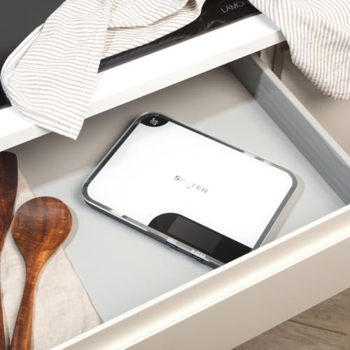 Salter 1064 WHDR Digital Kitchen Scale - 5kg Capacity, Easy Read Display, Add &Weigh/Tare Function, Measure Liquids in ml/fl.oz, Glass Platform for Baking & Cooking, Batteries Included, 17 x 23 x 1cm 5 KG Kitchen Scale and Chopping Board