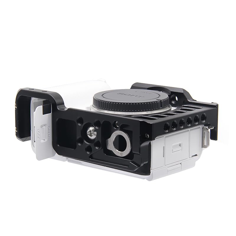 ZV-E1 Cage with Wood Handle for Sony Alpha ZV-e1 Full Camera Cage Video Shooting Frame,Built-in Cold Shoe Mount Quick Release Plate for Arca -A033