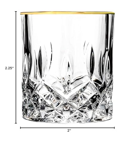 Lorren Home Trends Siena Collection Shot Glass Set with Gold Trim, 4X