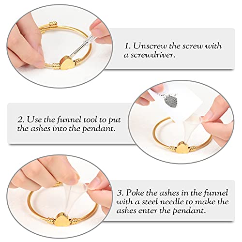 constantlife Cremation Bracelet for Ashes Memorial Jewelry Stainless Steel Heart Shape Urn Pendant Bangle Loved Ones Funeral Ashes Holder Keepsake Gift A-Golden