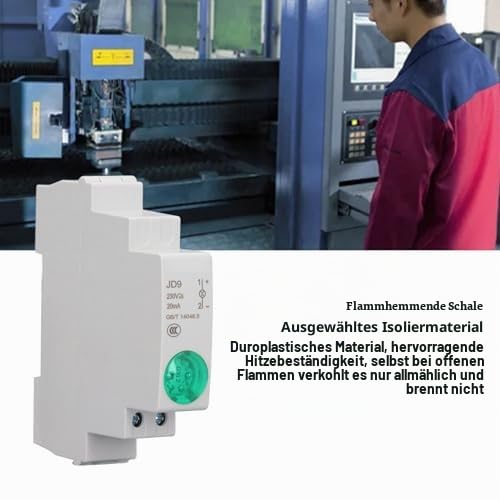 Industrial Indicator Light, DIN Rail Mount, LED Indicator Light, Circuit Signal Indicator for Distribution Box, CNC Lathes, Workshops, AC DC 230V (GREEN) Green