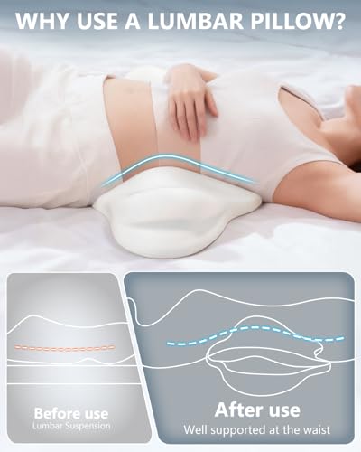 SMDR Ergonomic Lumbar Support Pillow, Dual-Wing Memory Foam Back Cushion for Lower Back Pain Relief & Posture Support (Standard Height), Washable Cover Standard Height