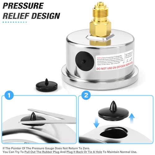 MEANLIN MEASURE 0~6BAR/90PSI Stainless Steel Glycerine Filled Fuel Pressure Gauge 1/8 Inch BSP 1.5 Inch Face Dial, with 1/2 Inch Fuel Line Pressure Adapter Liquid Filled Pressure Gauge (9 Pieces Kit Rear mounted (1/2 inch fuel line)