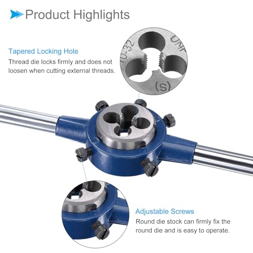 Tap & Die Set 10-32 UNF Die & 11mm-20mm OD / M3-M4 Die High Speed Steel Tap and Wrench Set | 11mm-20mm outer diameter, high-speed steel, M3-M4 die, tap and wrench set