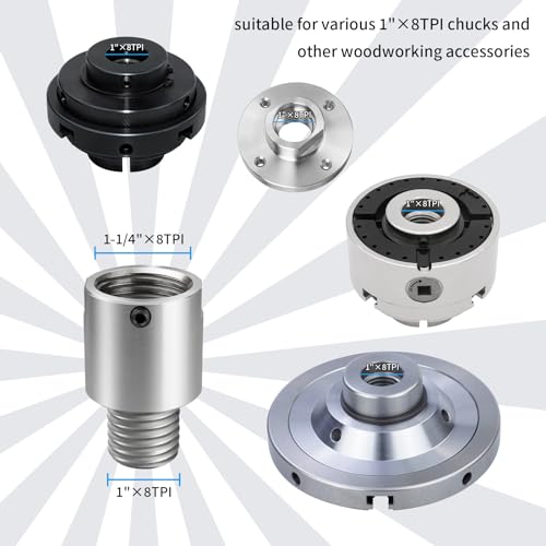 Woodworking Lathe Headstock Spindle Adapter Convert 1-1/4''X8TPI to 1''X8TPI Thread Chuck Insert Adapter Turning Tool Accessories