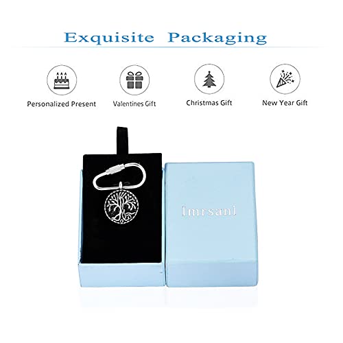Imrsanl Cremation Jewelry Keychain for Ashes Stainless Steel Keepsake Urns Key Ring for Ashes Memorial Ash Jewelry Pendant Tree of Life