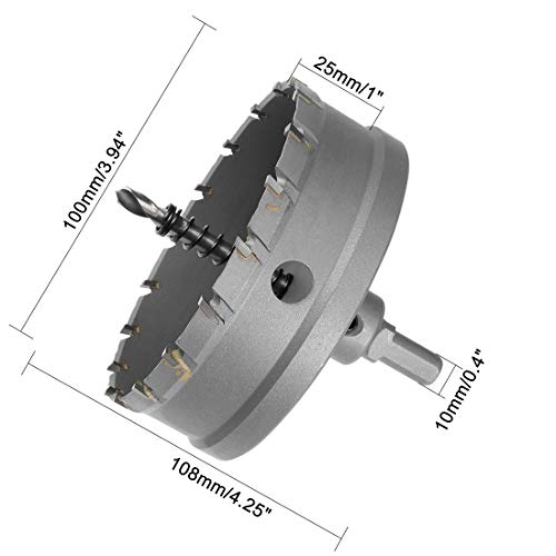uxcell 100mm carbide hole saw drill bit with hole cutter and limit step