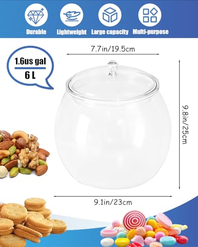 Rocutus Candy & Cookie Jar with Airtight Lid, Plastic Candy Jar Cookie Jar Jar for Pantry Organization, Sugar, Flour, Pasta, Dog Treats, Clear Food Storage Canister & Home Decoration (1.5 Gallon) 1.5 Gallon