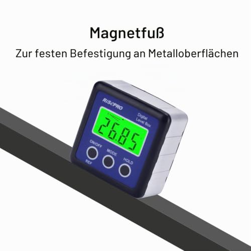 Digital Level Box, Protractor Bevel Box with Data Hold, Magnetic Base and VA LCD Backlight, Calculation for Carpentry, Construction, Masonry, Car Industry blue