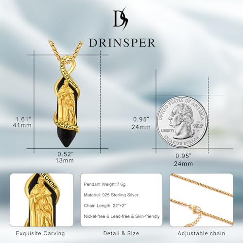 Miraculous Medal Virgin Mary Necklace for Women Men 925 Sterling Silver Virgen De Guadalupe Healing Crystal Pendant Mother Mary Virgencita Catholic Religious Amulet Charm Jewelry St Peregrine Healing Crystal
