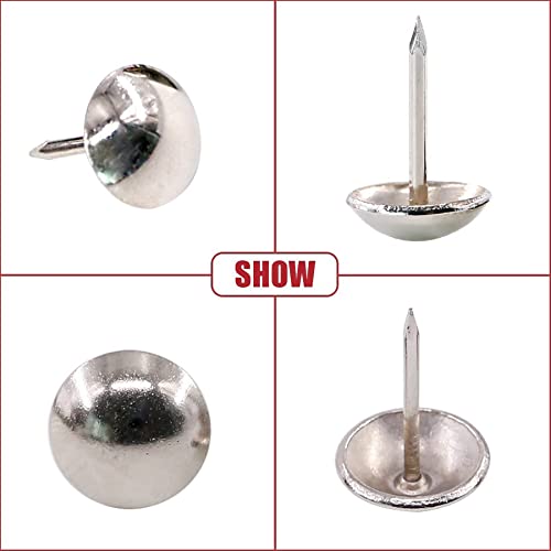 QZOOVNJ 3/4-inch antique silver upholstery nail pins and furniture thumb tacks assortment kit, 100 pieces