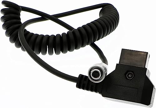 Uonecn Power Cable for Blackmagic Pocket Cinema Camera 4K and Gold Mount V Mount Battery Coiled Cable BMPCC 4K Weipu 2 pin Female to P Tap