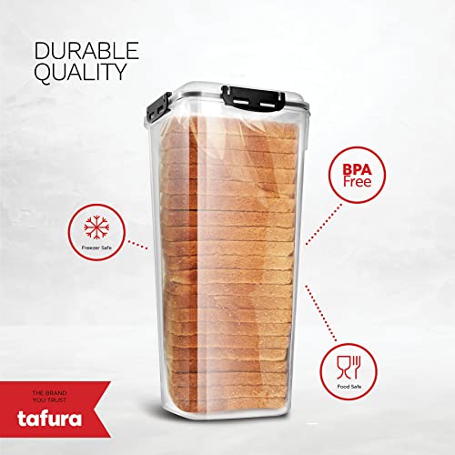 Tafura 2-pack of 5L airtight BPA-free bread boxes with clear lids for storing bread and baked goods.