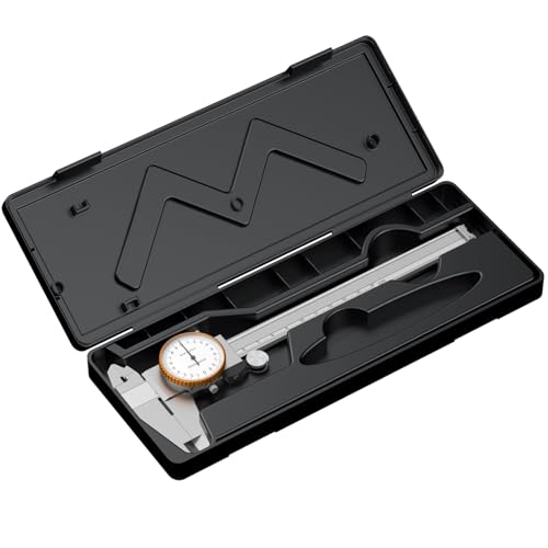 Dial Vernier Caliper 0-150mm Stainless Steel Scale Caliper Watch Caliper Analog 0.02 Resolution Industrial Shockproof Metric Measuring Tool