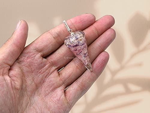 Clear Quartz/Rose Quartz/Amethyst (Mix) Orgone Crystal Pendulums Clear Quartz/Rose Quartz/Amethyst (Mix)