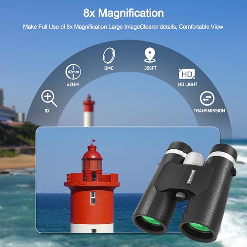 Astromania 8x42 Compact Binoculars - Bundle with - Waterproof Compact 8x25 Monocular