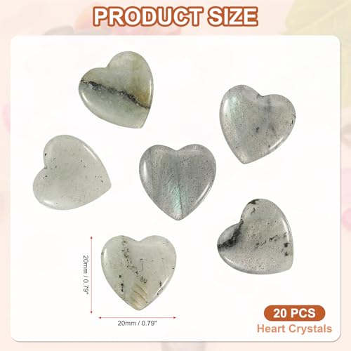 PATIKIL Heart Crystals Stone, 20 Pcs Natural Crystal Polished Love Gemstone Rose Quartz Pocket Bulk Set Balancing Meditation Gifts for Mother Women Birthday, Gray