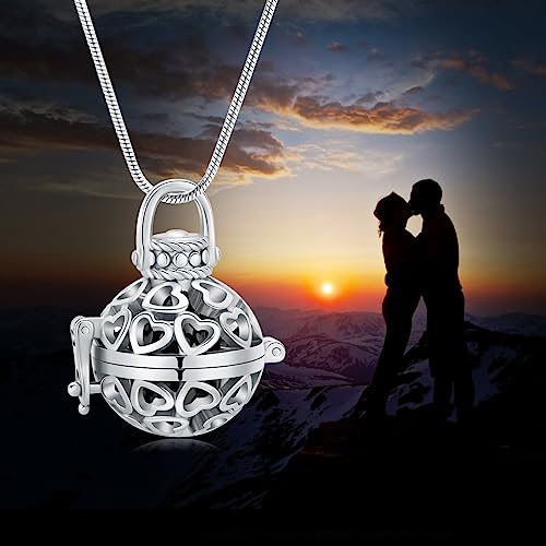 Lantern Urn Necklace for Ashes Lantern Hollow Flower Cremation Jewelry Stainless Heart Memorial Keepsakes Ash Pendant for Men Women Blue