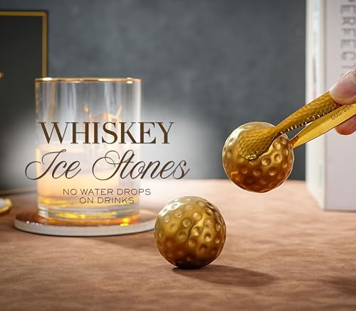 Onebttl Whisky Gifts for Men, Personalized Golf Whiskey Glass with Coaster, Pen, Whiskey Stones for Him on Father's Day, Boss Day and Birthday - G INITIAL-G