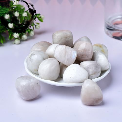Erliway 1PC White Moonstone Tumbled Crystal, 1.2-2" Healing Crystal Stone