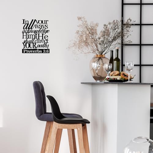 Oubasa Proverbs 3:6 Metal Wall Decor - Scripture Motivational Christian Inspirational Decor Black Wall Art Home Decor for Living Room, Bedroom, Study, Dining Room