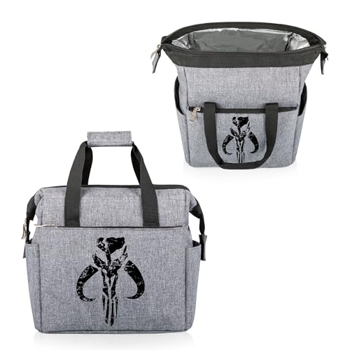 PICNIC TIME Star Wars Mandalorian Mythosaur Skull On The Go Lunch Bag, Soft Cooler Lunch Box, Insulated Lunch Tote, Leak-Resistant Work Lunchbox, Reusable Thermal Cooler Bag, (Heathered Gray) Star Wars Mandalorian Mythosaur Skull - Heathered Gray