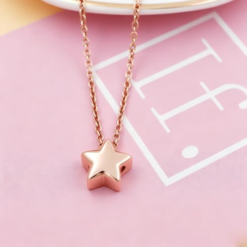 Little Star Cremation Urn Neckalce Small Charm Keepsake Ashes Holder Memorial Jewelry Urn Necklace for Ashes Cremation Jewelry Rose gold