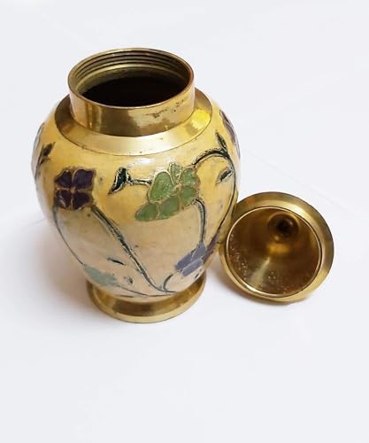 PARIJAT HANDICRAFT Brass Cremation Urns for Human Ashes Remains Suitable for Funeral Cemetery Burial or Niche.