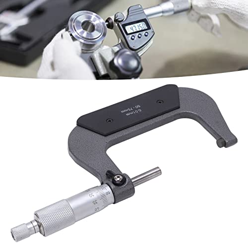Outside Micrometer 50-75 mm Range Micrometer 0.01 mm Resolution Micrometer Screw Metric Outdoor Brake Caliper, External Micrometer Micrometer Stable Alloy Surface