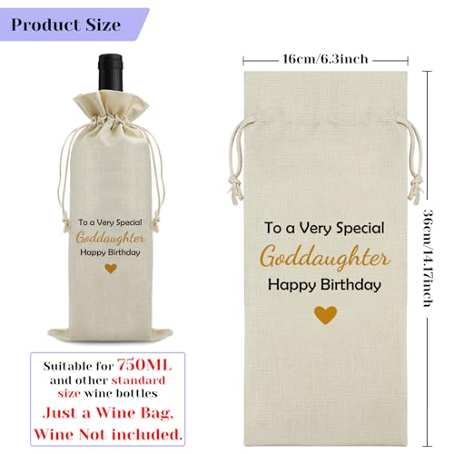 Goddaughter Gifts from Godmother Drawstrings Wine Bags Happy Birthday Gifts for Goddaughters Wine Bag Baptism Gift for Girls First Communion Gift for Goddaughter Graduation Presents for Goddaughters