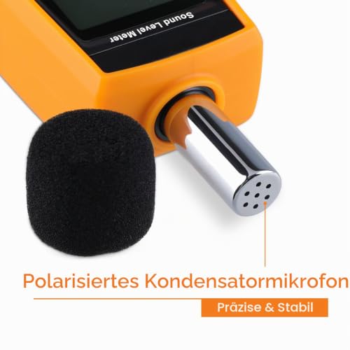 Decibel Meter, Portable dB Meter (Sound Level Meter), Digital Noise Meter, Range 30-130 dB(A) dB Meter, Noise Level Sound Monitor Tester, Yellow