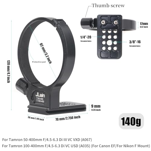 FocusFoto Metal Lens Collar Tripod Mount Ring for Tamron 50-400mm F/4.5-6.3 Di III VC VXD A067, 100-400mm f/4.5-6.3 Di VC USD A035 Lens(For Canon EF& For Nikon F Mount), w/Quick-Release Plate for Acra