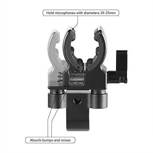SmallRig Universal Shotgun Microphone Mount for 19-25mm Diameter with Elastic Silica Gel, Shockproof and Noise Absorption 1993B