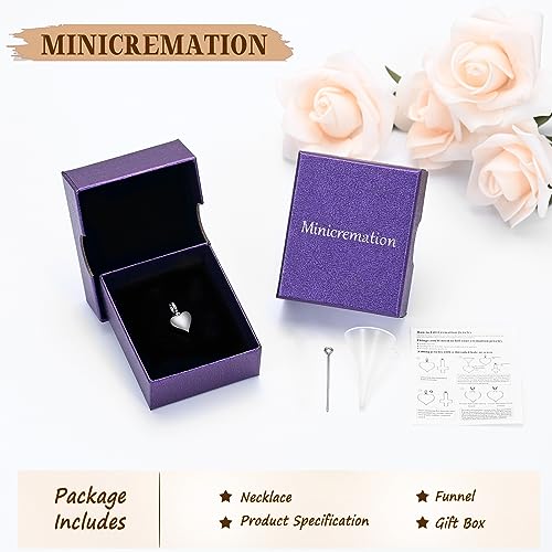 Minicremation Cremation Heart Urn Necklace Ashes Jewelry for Women Men Keepsake Pendant Memorial Locket Ash Holder Sliver-A