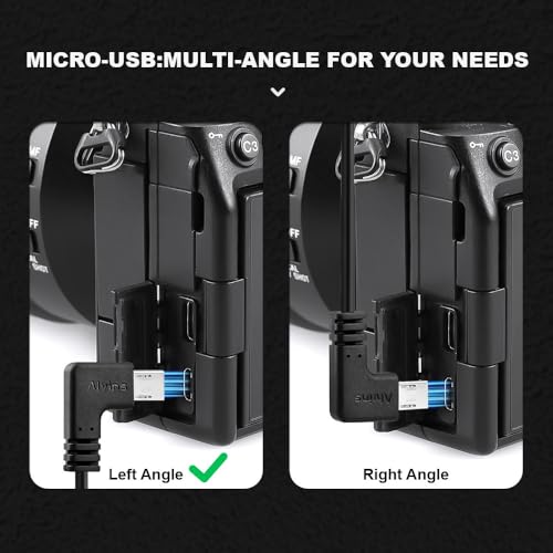 Alvin’s Cables Timecode Cable for Sony FX3| FX30| A7S3| A1 Camera, Locking 3.5mm TRS to Micro USB Timecode Cable for Deity TC-1 Timecode Generator 35cm| 13.8in Locking 3.5mm TRS to Left Angle Multi USB