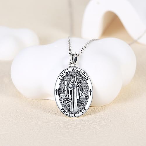 DAYLINLOVE Sterling Silver Religion Jewelry Saint Michael/Saint Raphael/Praying Hands Coin Medal Pendant Necklace Saint Archangel Protection Jewelry for Men Women saint brendan necklace