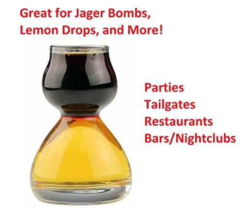 QUAFFER Double Bubble Layered PLASTIC Shot Glass – Clear Chaser Shot Glass Jigger for Smooth Tasty Shots – Fun Unique Split Shot Glasses Barware (Set of 12) 12 Pack