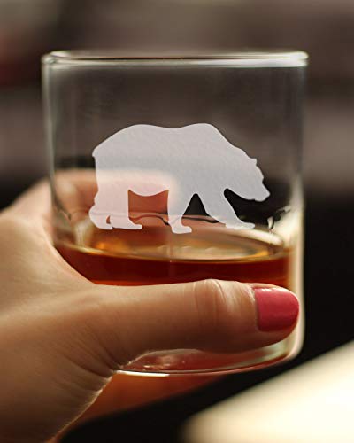 Bear Silhouette Whiskey Rocks Glass for Cabin Gifts - 10.25 oz - Set of 2