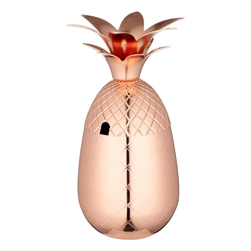 Restaurantware 16-OZ Pineapple Drink Tumbler: Perfect for Bars Restaurants and Catered Events - Copper Drink Cup with Silver Stainless Steel Interior Lining and Straw Slot - 1-CT 16 Ounces