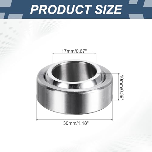 sourcing map 4Pcs GE17C Spherical Plain Bearing 17mmx30mmx10mm Bearing Steel Pre-Lubricated Radial Spherical Plain Bearing Low Noise Oscillating Bearing ABEC-3 Precision 4