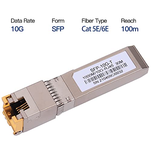 2 pieces 1.25/2.5/5/10G SFP+ RJ45 copper module - up to 30 m with CAT.6a/7 compatibility for Cisco, Ubiquiti, Netgear, D-Link, Supermicro, TP-Link, Mikrotik, Unifi and more, SFP 10GBase-T transceiver 2 Stück 10Gb SFP to RJ45 modul