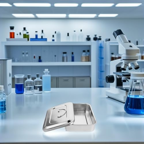 Portable Stainless Steel Sterilisation Box with Lid Rectangular Medical Instrument Tray Autoclavable for Clinic and Laboratory 24 x 16 cm 30 x 20 cm Pack of 2