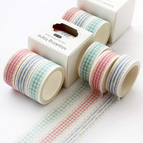 YUBBAEX Cute Printed Washi Tape 3 Rolls Japanese-Style Masking Tape Set Decorative for Arts, DIY Crafts, Journal Supplies, Planners, Scrapbook, Card/Gift Wrapping (Lace Checkered) Lace Checkered